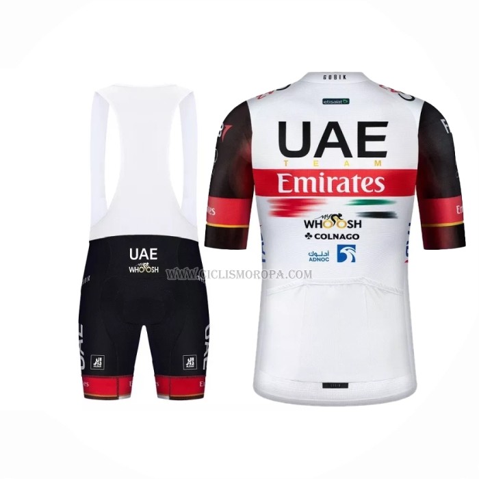 2022 Ropa Ciclismo Uae Negro Blanco Rojo Mangas Cortas y Culotte Corto